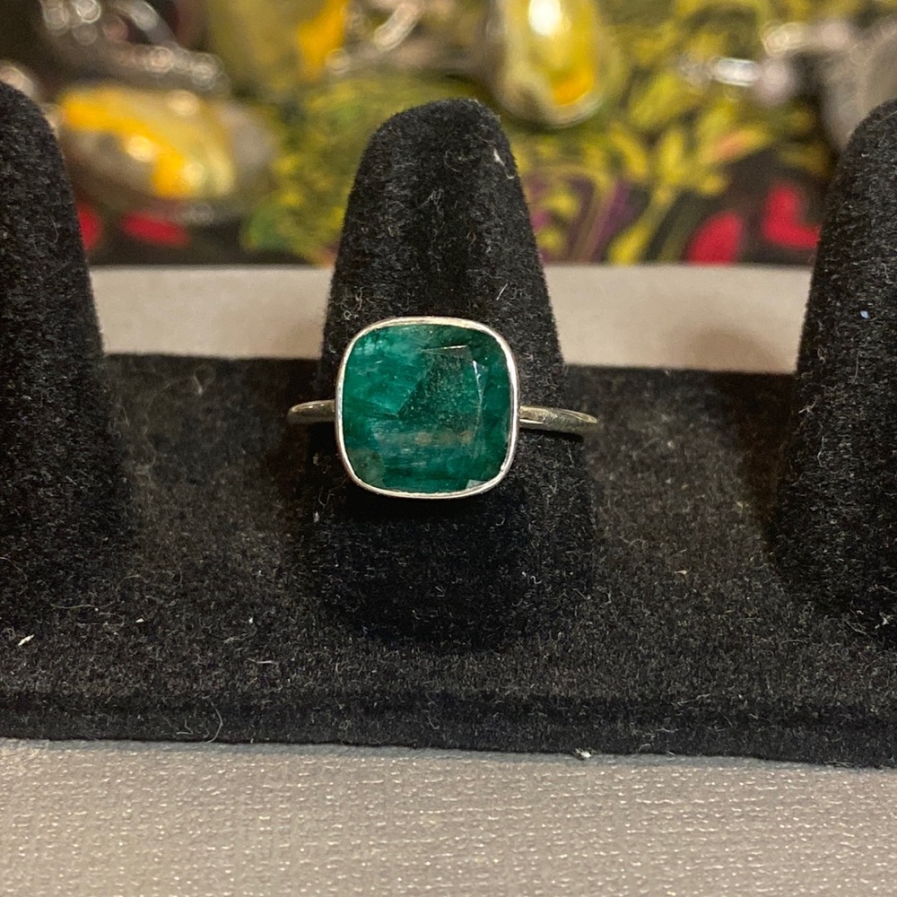 Solid Sterling Silver Emerald Ring